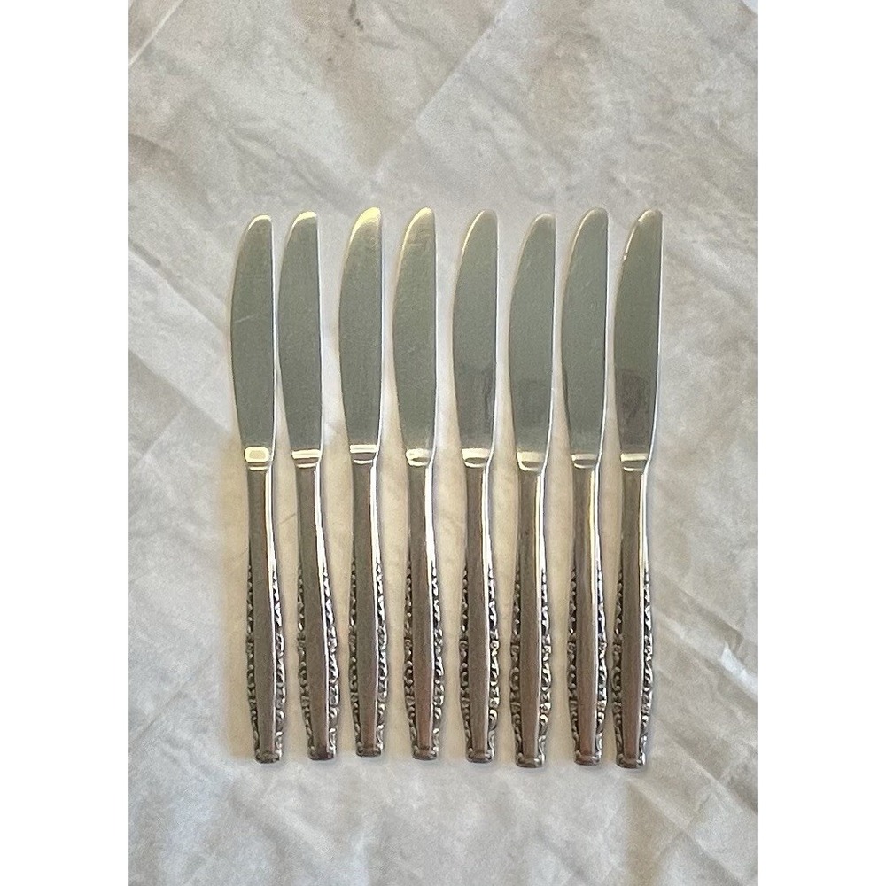 Oneida Northland Love Story Dinner Knives Flatware Lot Of 8 Japan A195